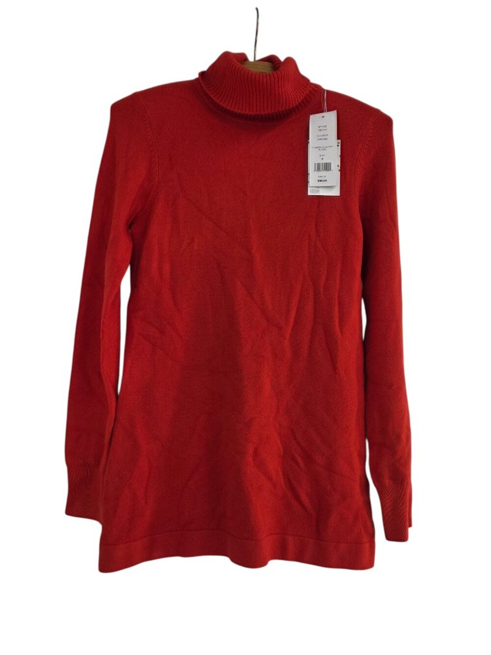 French Connection Women's Small Turtleneck Slim Fit Tunic Pullover Sweater Red